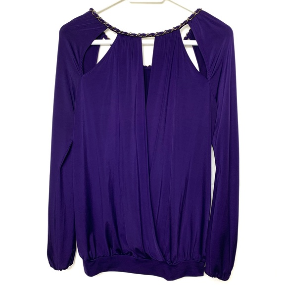 GUESS | Violet Long Sleeve Woven Neck Chain Blouse - Picture 3 of 13